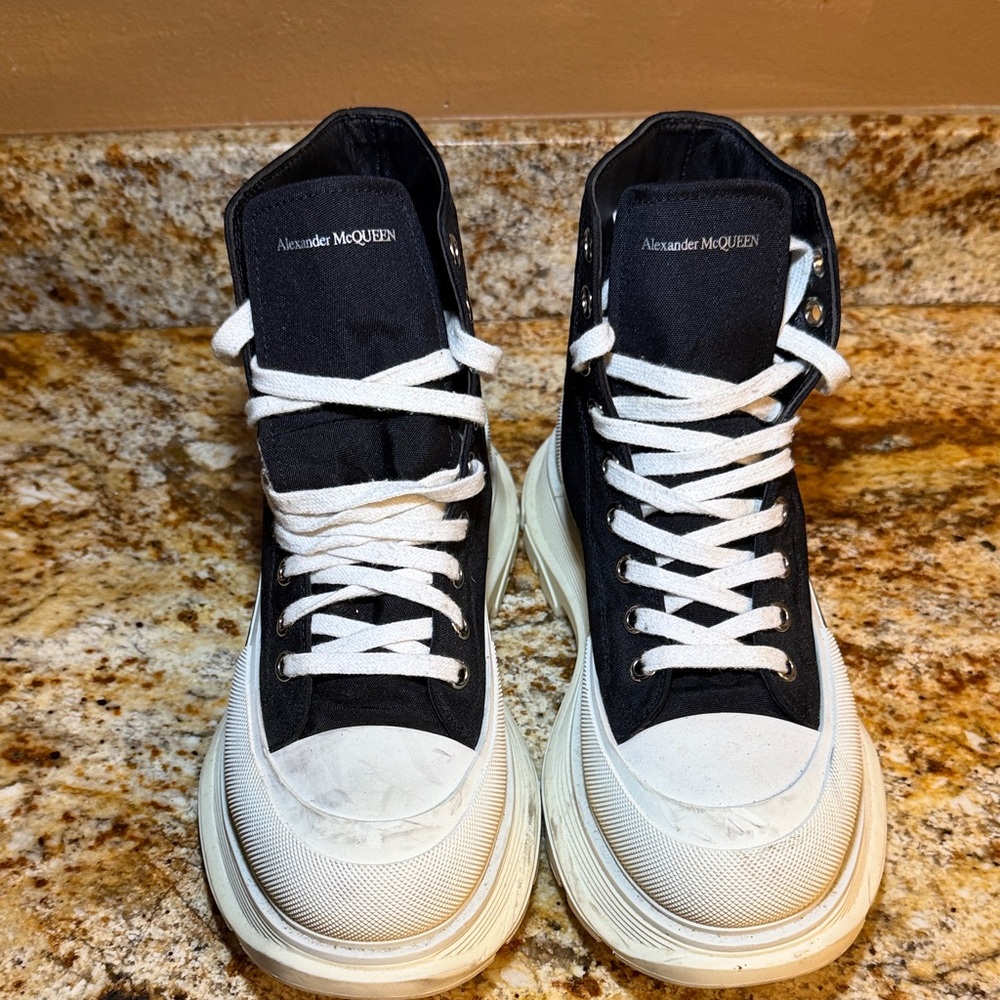 Alexander McQueen Black and White High-Top Sneakers